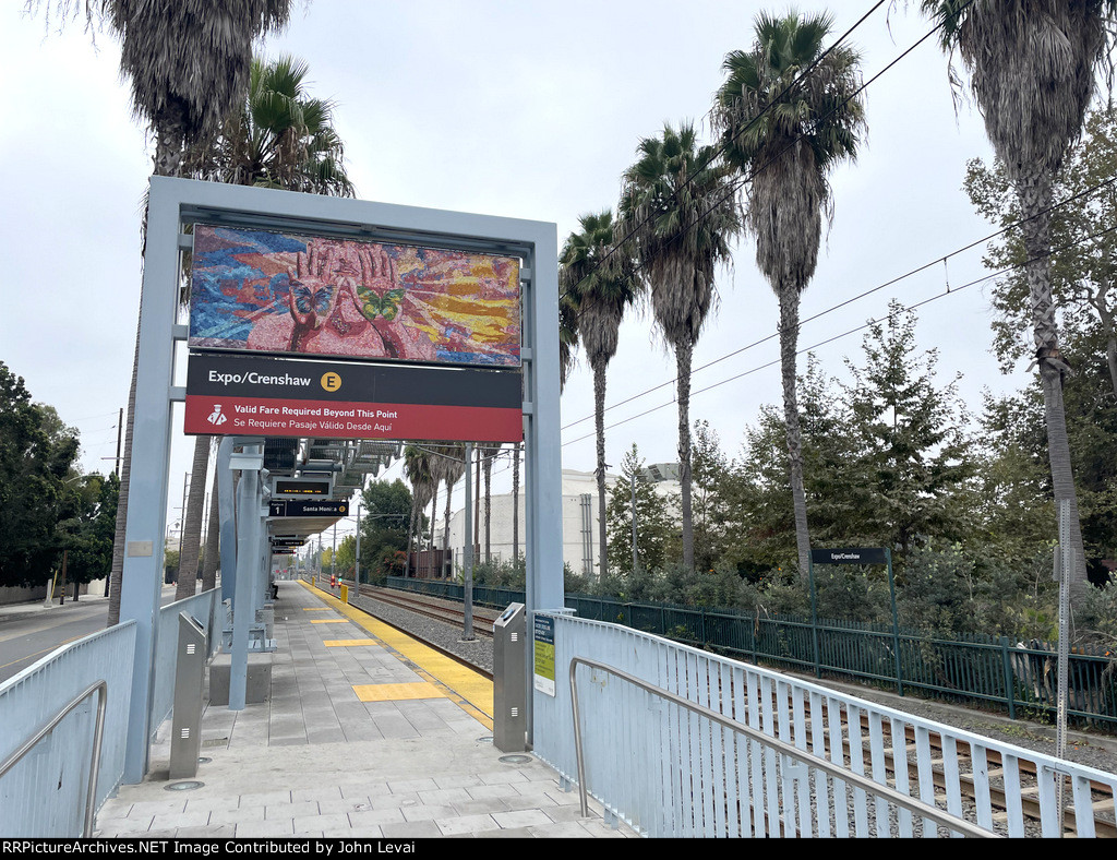 Looking east from Expo/Crenshaw E Line Station-wonderful artwork here 